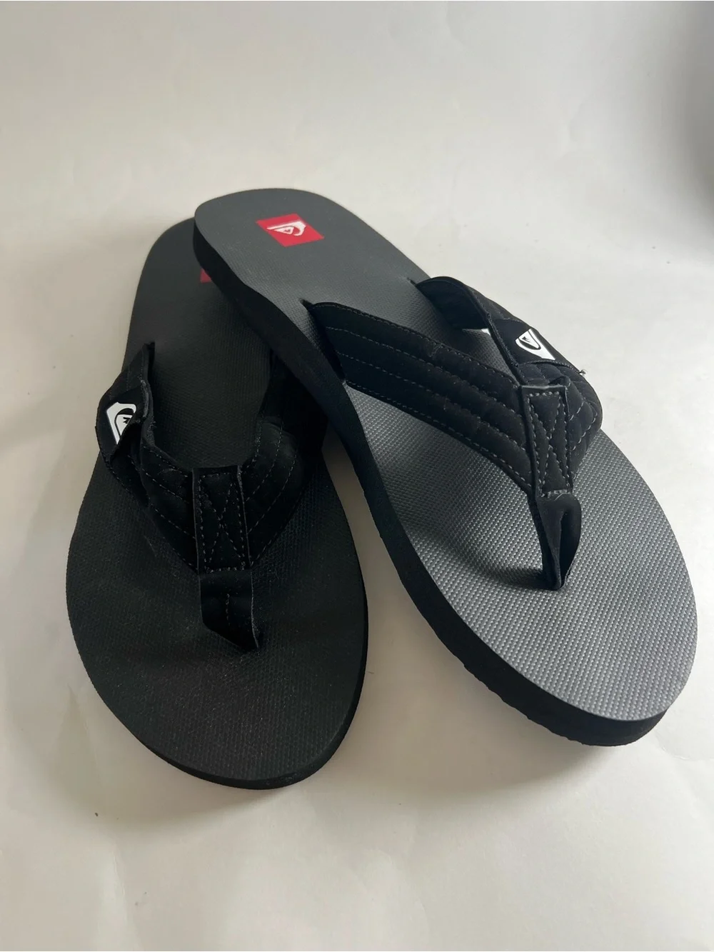 Quiksilver Men's Black Thong Sandals US 13 EU 46 Slip-On Logo Rubber Sole